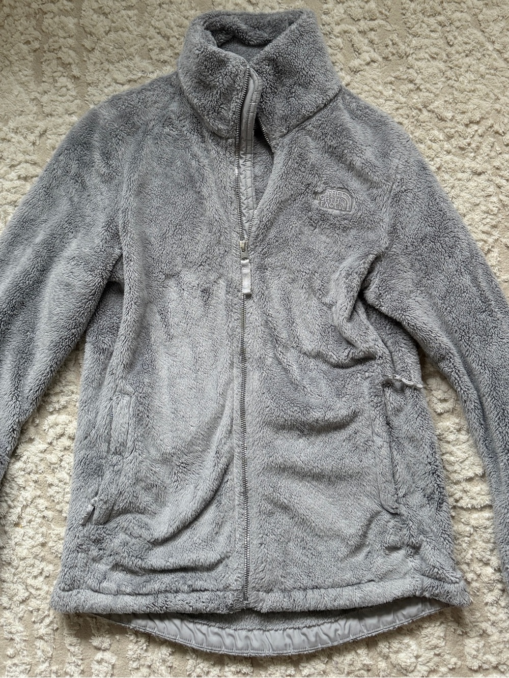 The North Face Women's Light Gray Plush Teddy Jacket
